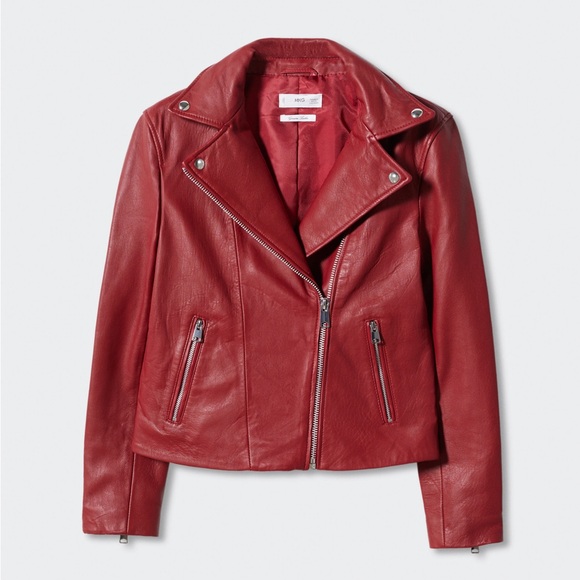 Mango Jackets & Blazers - MANGO Women's Leather Biker Moto Jacket Size Medium